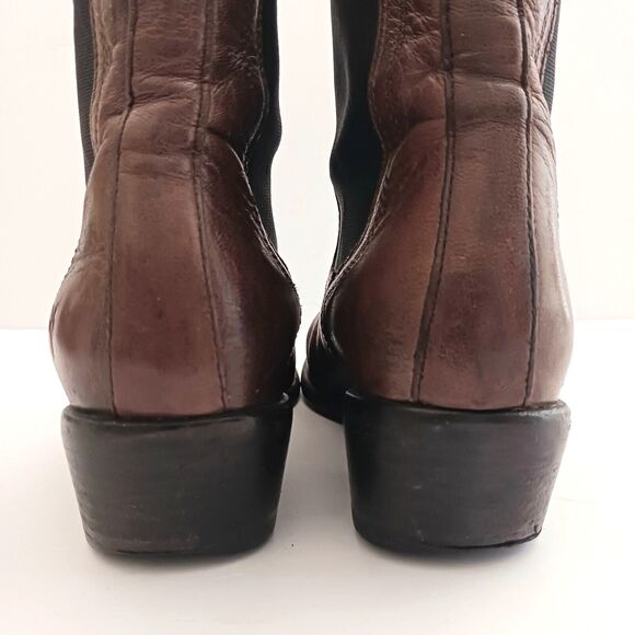 FRYE Erin Chelsea Boots Brown Leather Blk Goring  Block Heel 4001 Sz 8B Mexico - Picture 9 of 14